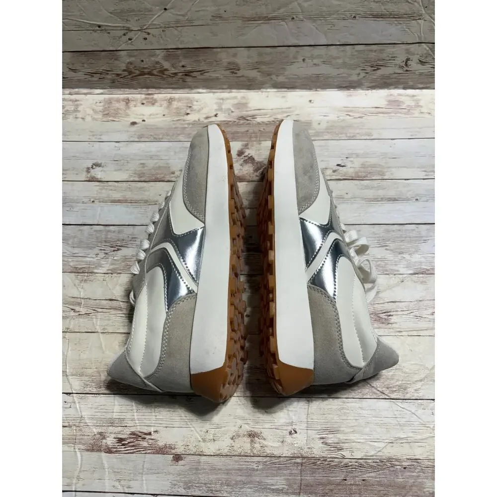 Steve Madden Kendrix Athetic-Fit Jogger Sneakers Women's SZ 11 Silver Taupe NWT